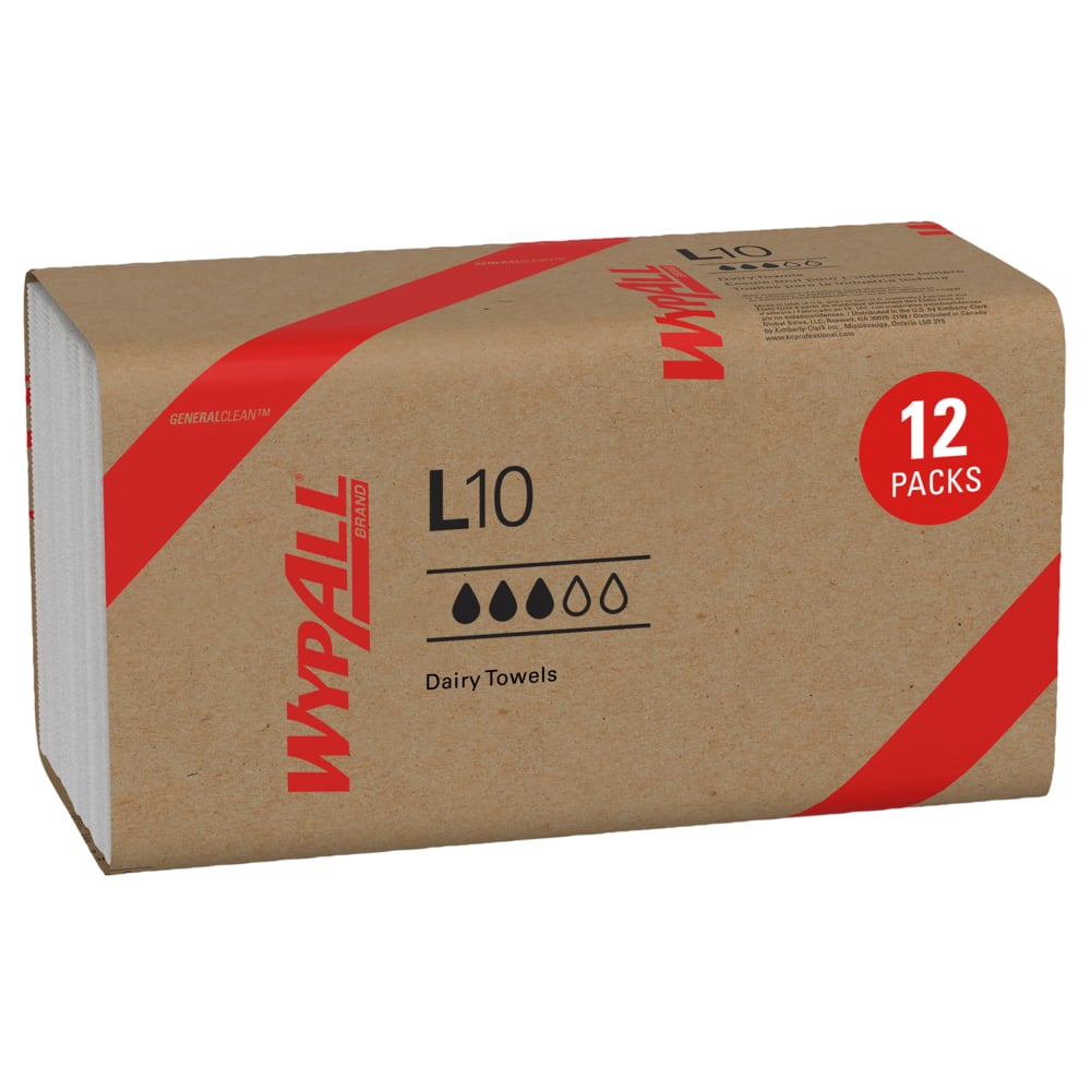 WYPALL L10 Dairy Towel, White, 9.3" x 10.5", 200/bx, 12 bx/cs (Products cannot be sold on Amazon.com or any other 3rd party site) (US Only)
