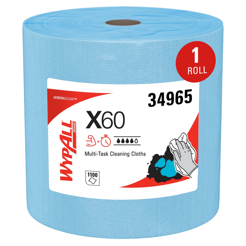 X60 Cloth, 12.5" x 13.4", Blue, 1100 sheets/rl, 1 rl/cs (Products cannot be sold on Amazon.com or any other 3rd party site) (US Only)