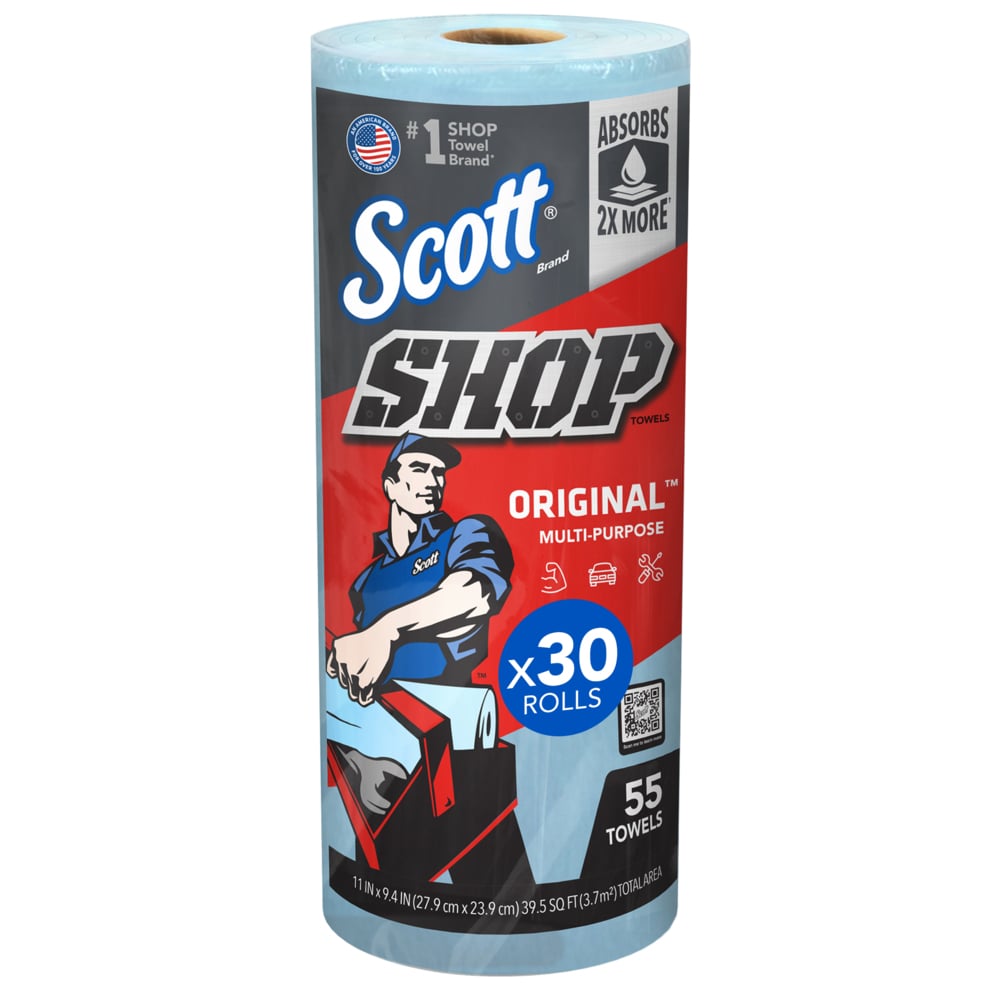 Scott Shop Towels, Original, 9.4" x 11", Blue, 55 sht/rl, 30 rl/cs (Products cannot be sold on Amazon.com or any other 3rd party site) (US Only)