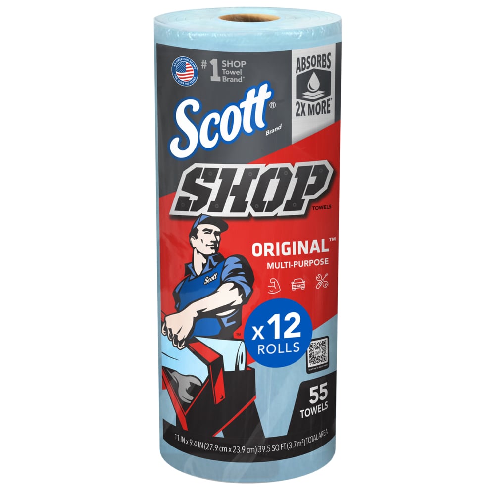 Shop Towels, Blue, 10 2/5" x 11", 55 sheets/rl, 12 rl/cs (Products cannot be sold on Amazon.com or any other 3rd party site) (US Only)