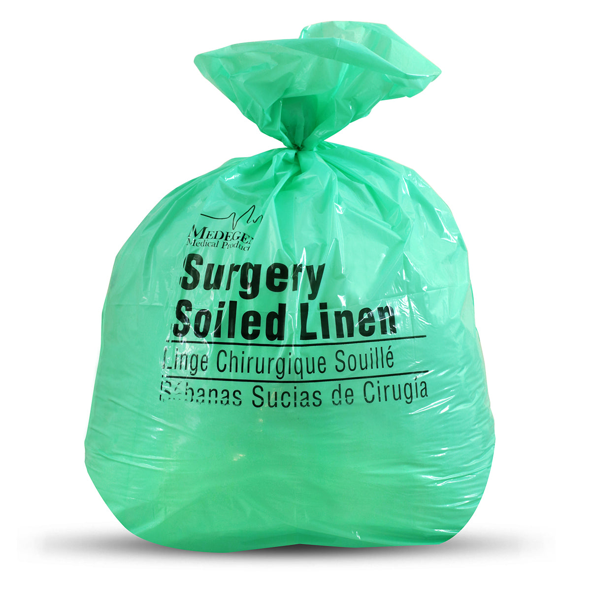 Laundry & Linen Bags, LLDPE Film, 30_" x 41", Print: Surgery Soiled Linen, Color: Green/ Black, 1.4 Mil, 20-30 Gal, Flat Pack, 250/cs