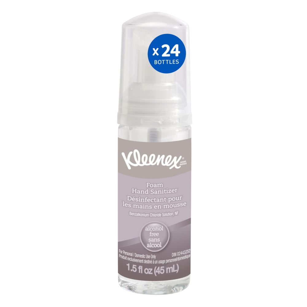 Kleenex Hand Sanitizer, Foam, Alcohol Free, 1.5 oz, Clear, 24/cs (Products cannot be sold on Amazon.com or any other 3rd party site) (US Only)
