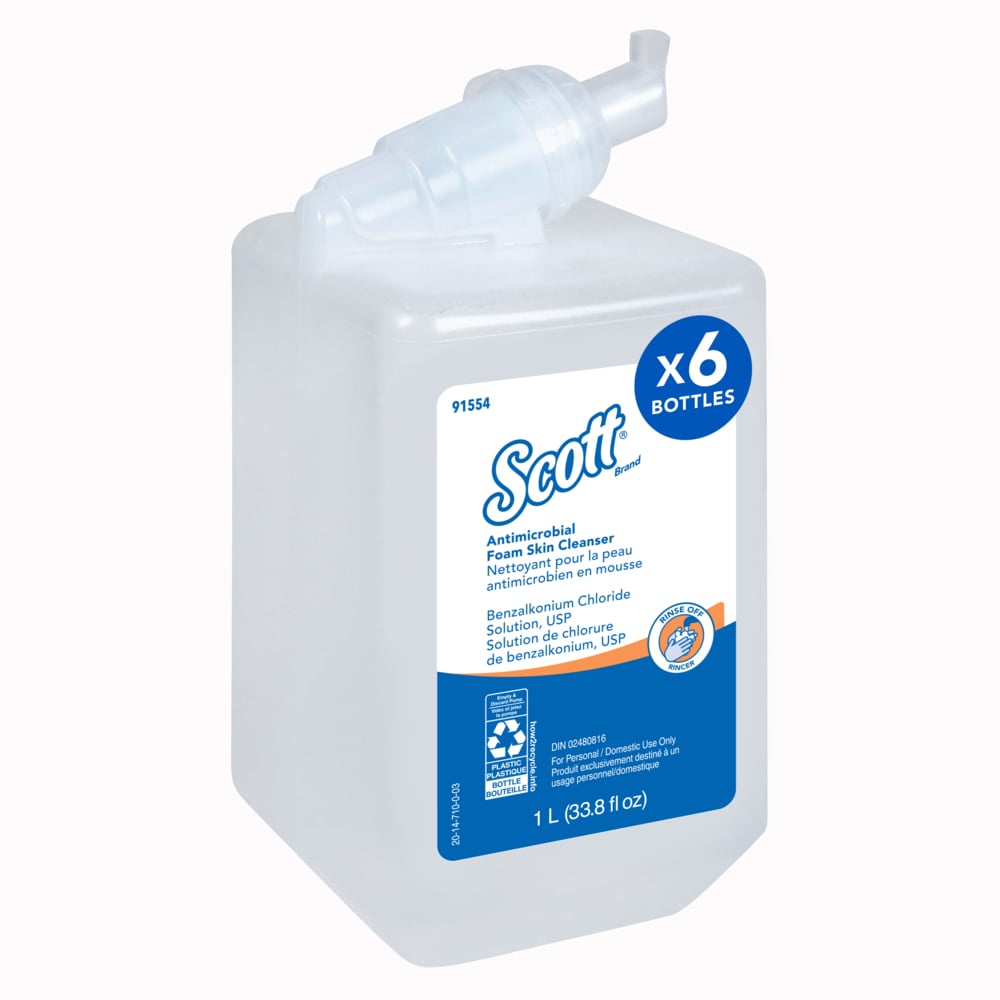 Scott Control Antimicrobial Foam Skin Cleanser, Unscented, Clear, 1L, 6/cs (Products cannot be sold on Amazon.com or any other 3rd party site) (Item on Manufacturer Backorder) (US Only)