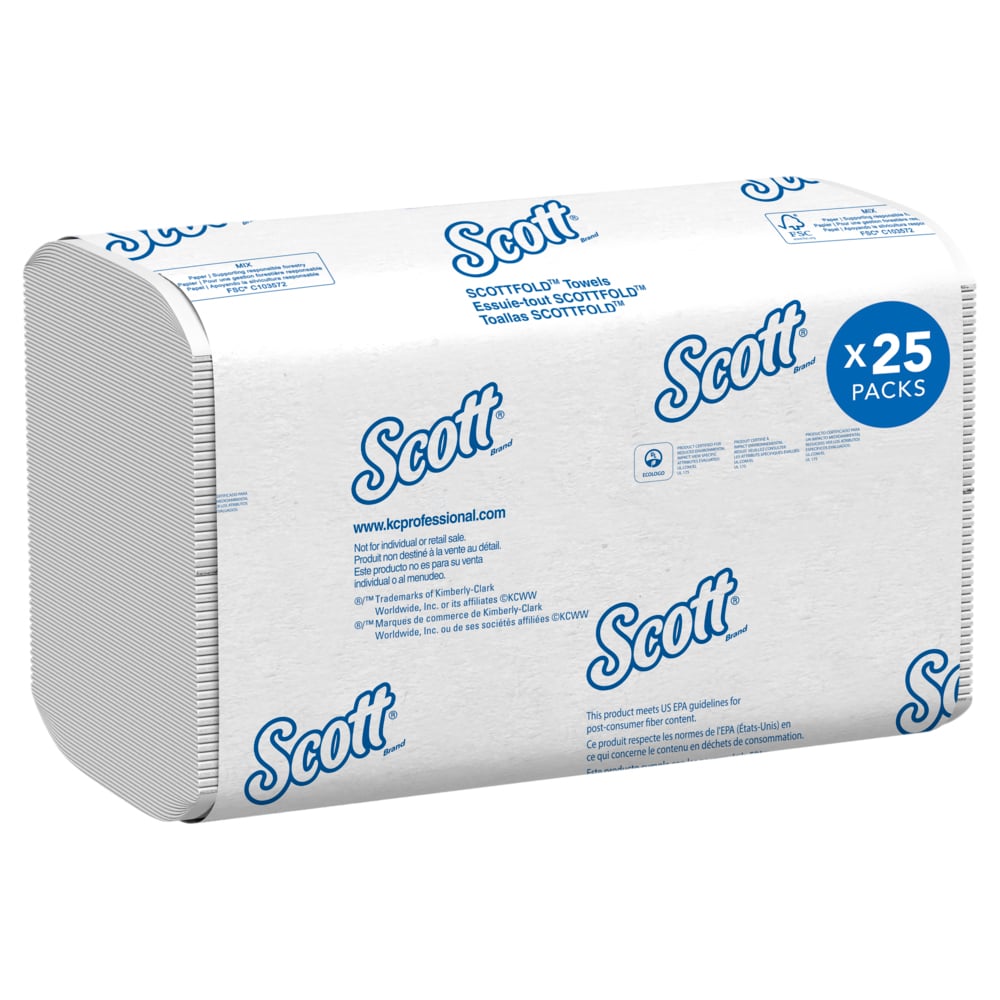 Scott Essential Low Wet Strength Towel, 9.4" x 12.4", White, 175 sheets/pk, 25 pk/cs