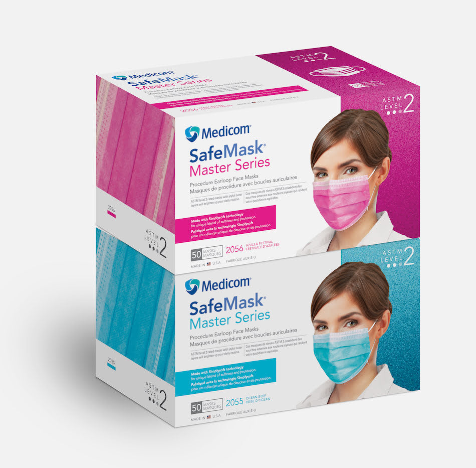 SafeMask ASTM Level 2 Master Series, Ocean Surf (Aquamarine), 50/bx, 10 bx/cs (Not Available for Sale into Canada)