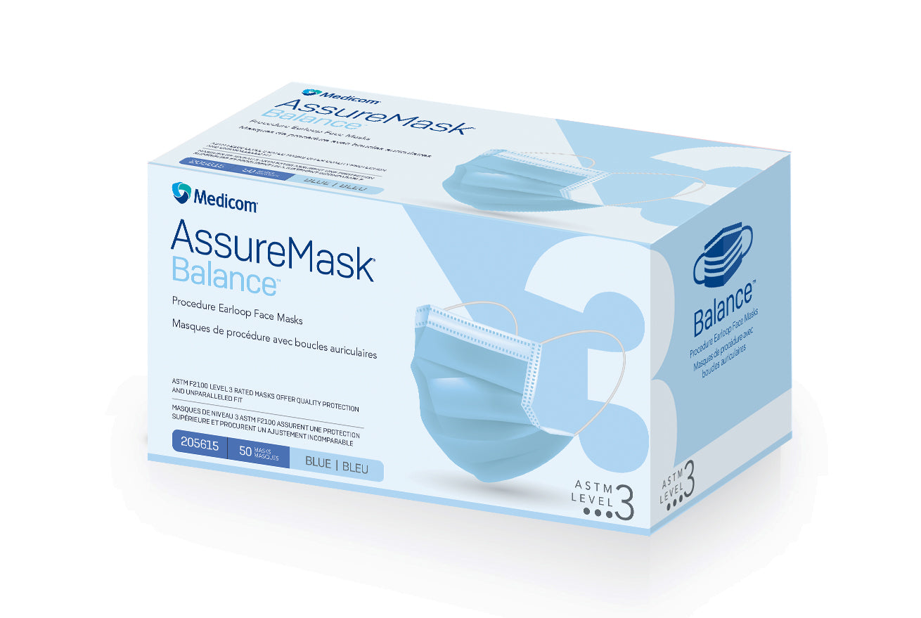 Procedure Earloop Face Mask, Blue, L3, 50/bx, 10bx/cs