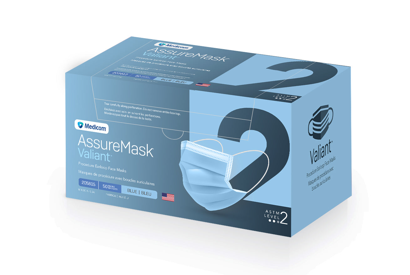 Procedure Earloop Face Mask, ASTM 1, Blue, 50/bx, 10bx/cs