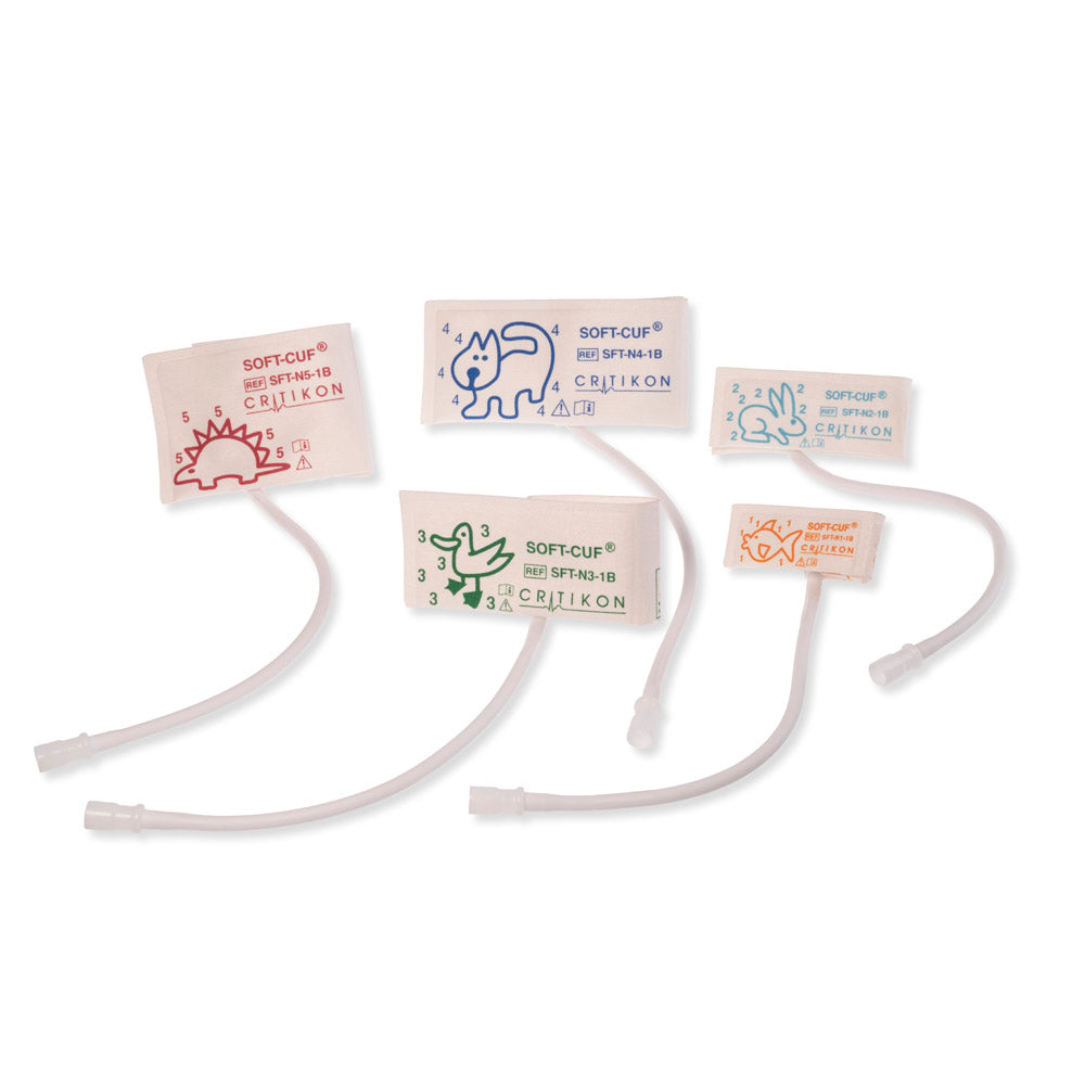 Cuff Assortment Pack: (2) Neonatal #1 Cuffs, (3) Neonatal #2 Cuffs, (5) Neonatal #3 Cuffs, 5 Neonatal #4 Cuffs, 5 Neonatal #5 Cuffs with 1-Tube Neo-Snap Connector, 20/pk (Continental US Only)