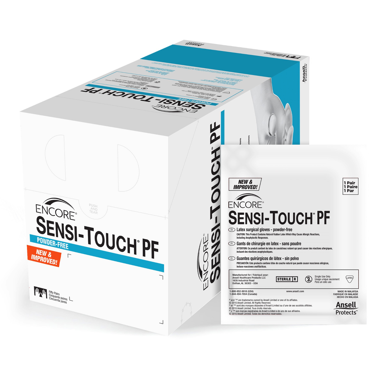 Surgical Gloves, Powder-Free (PF), Latex, Beaded, Size 6, 50 pr/bx, 4 bx/cs (50 cs/plt) (US Only)