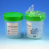 Urine Collection Container, 100 mL, PP, Green Screw Cap, Individually Wrapped, Sterile, 100/cs