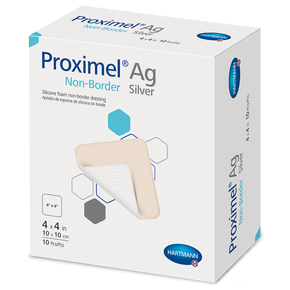 Silicone Foam Non-Border Ag Dressing, 6" x 6", 5/bx, 10 bx/cs