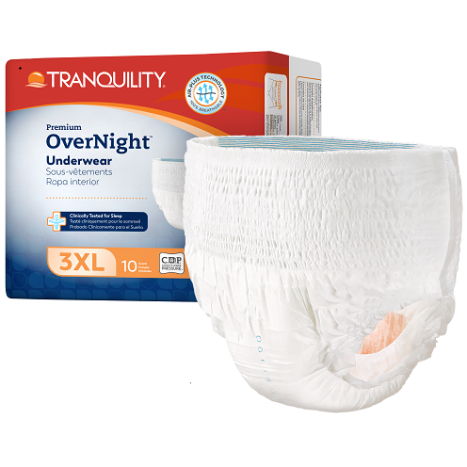 Underwear, 3XL/Bariatric, Overnight, Fits up to 95 Inch Waist, 10/bg, 4bg/cs (US Only)