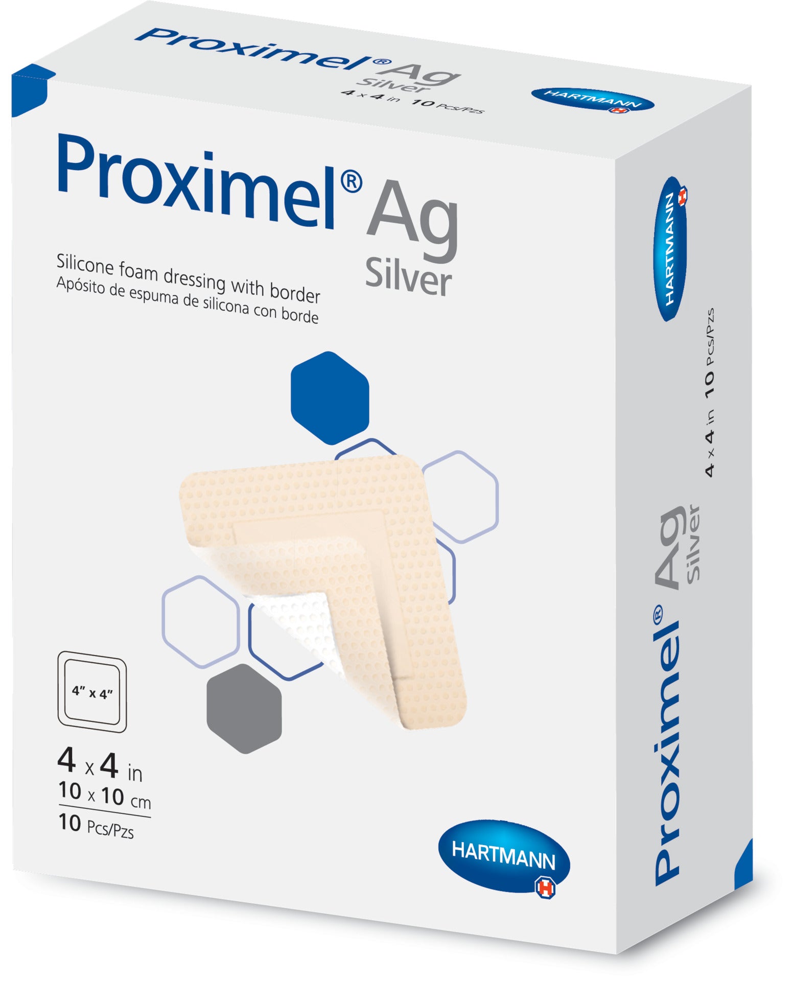 Ag Silicone Foam Dressing with Border, 3" x 3", 10/bx, 6bx/cs