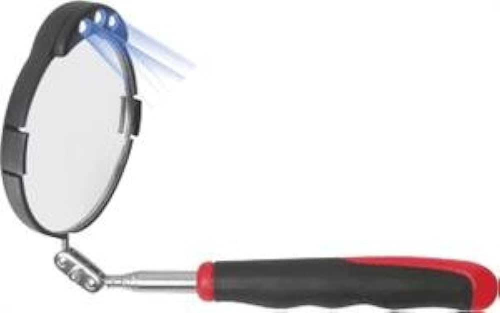 Tele Inspection Mirror with LED Lighting, Round (A handling charge of $9.95 will be added to any order under $25.00) (DROP SHIP ONLY)