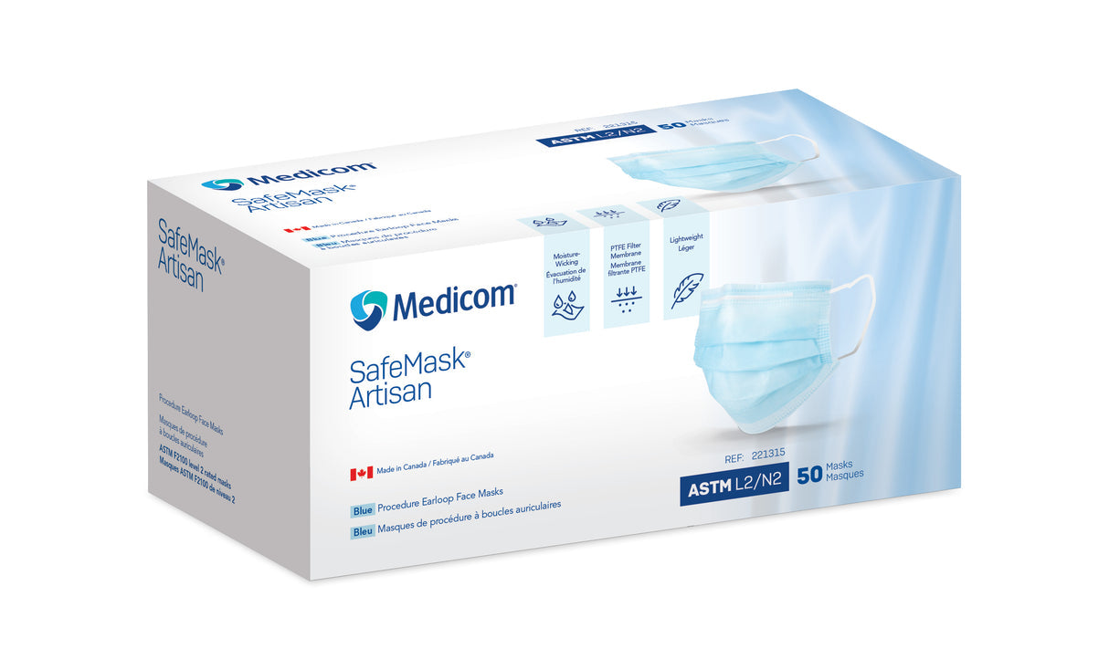 SafeMask Artisan Face Mask, ASTM Level 2, Blue, 50/bx, 10 bx/cs (Not Available for sale into Canada)
