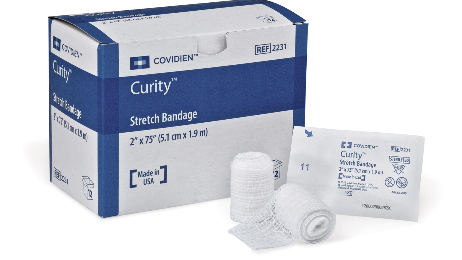 Stretch Bandage, Sterile, Soft Pouch, Stretched, 1" x 75", 12/bx, 8 bx/cs (Continental US Only)
