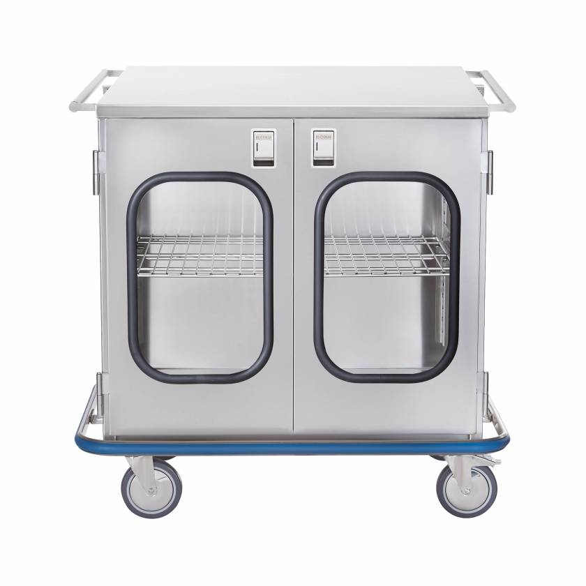 Multi Purpose Case Cart 42"W x 40 1/2"H x 29"D, (1) Stainless Steel Wire Pullout Shelf, (2) Glass Doors (DROP SHIP ONLY)