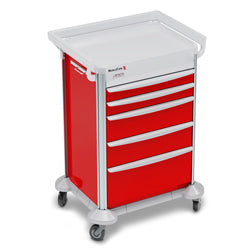 Cart, Medical, MobileCare Series, Electronic - Standard Lock, White Cart Frame, 23in Drawer Width, 5 Drawer w/Soft Closure Slides, 3/3/6/6/9 Drawer Configuration, 360 Degreee Rotation, Fully Assembled, Utility Shelf, Solid Aluminum Extrusion Frame (DROP SHIP ONLY)