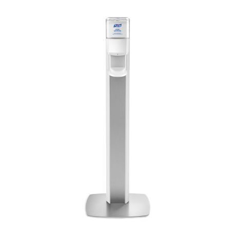 Purell Messenger ES6 Floor Stand, White with Silver Panel (Dispenser Included), 1/cs