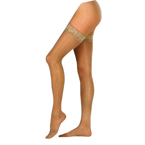 Compression Stocking, Thigh High, 8-15 mmHG, Closed Toe, Silky Beige, Medium (Continental US Only)