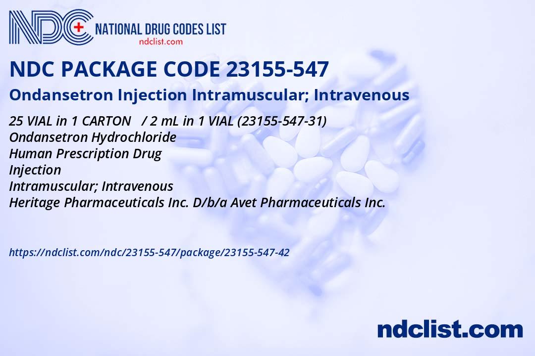 Ondansetron Injection, USP 2 mg/ml, in a 2 ml Single Dose in Clear Glass Vial, 25/bx (Rx) (US Only, Excluding IN and ND) (Product is Non-Returnable) 