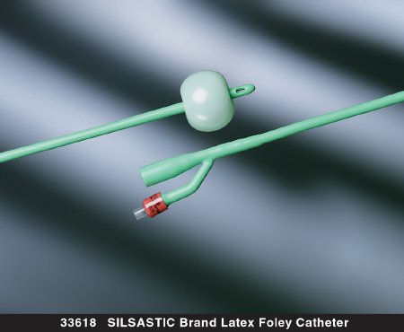Silastic Foley Catheter, 2-Way, Specialty, Round Tip, Two Opposing Drainage Eyes, 18 FR, 5cc Balloon, 10/cs (US Only)