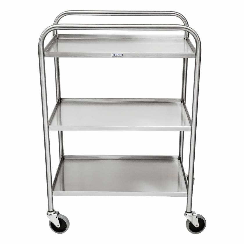 Utility Cart, Medium Duty, 27 1/2"W x 40"H 18 1/8"D, (3) Shelves with 4 Sided Lip, 4" Swivel Casters (DROP SHIP ONLY)