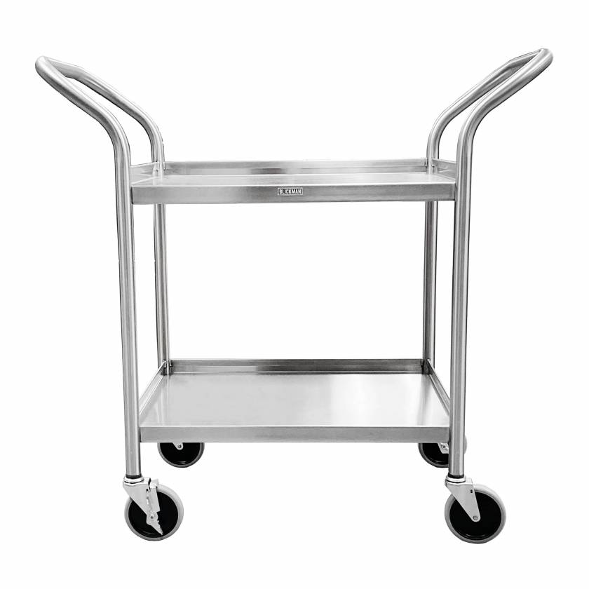 Utility Cart, Heavy Duty, 41 3/4"W x 40"H x 19 1/4"D, (2) Shelves, 3-sided Lip, 5" Casters, (2) with Brake (DROP SHIP ONLY)