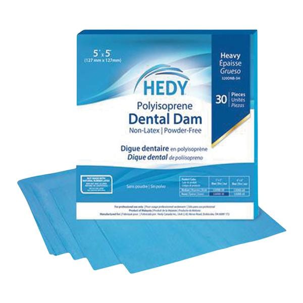 Polyisoprene Dental Dam, 5" x 5", Medium Gauge, Blue, Latex-Free, Powder-Free 30/bx, 1bx/ea (Not Available for sale into Canada)