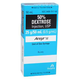 Dextrose Injection 50% Ansyr Syringe 50mL Each  ( 00409751716)