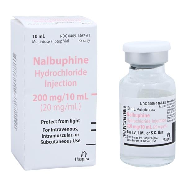 Nalbuphine Hydrochloride Injection, 20 mg/ml, 10 ml Vial, Multiple Dose, Glass Fliptop Vial, 25/cs (Rx) (Item is Non-Returnable) (We must have your Wholesale Drug License on File before shipping this product) (US Only, Excluding IN and ND)