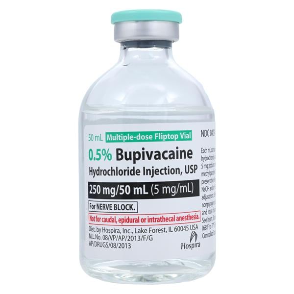 Bupivacaine Hydrochloride Injection, USP, 5 mg/ml, 50 ml Vial, Multiple Dose, Glass Fliptop Vial, 25/bx (Rx) (Item is Non-Returnable) (We must have your Wholesale Drug License on File before shipping this product) (US Only, Excluding IN and ND)