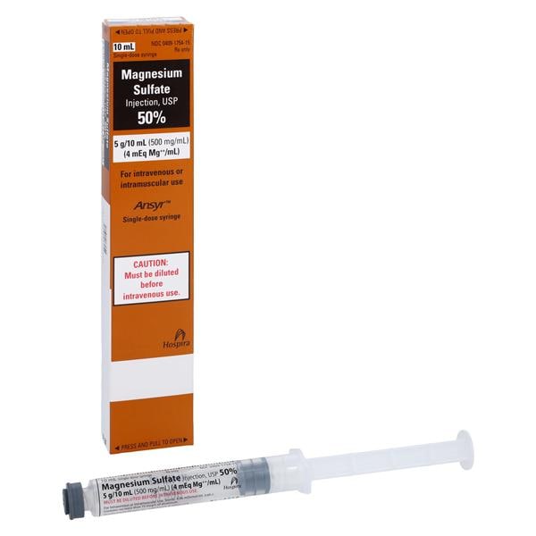 Magnesium Sulfate Injection, USP, 500 mg/ml, 10 ml Ansry Plastic Syringe, 10/bx (Rx) (Item is Non-Returnable) (We must have your Wholesale Drug License on File before shipping this product) (US Only, Excluding IN and ND)