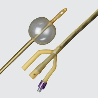 Hematuria Foley Catheter, 3-Way Round Tip, 20FR, 30cc Balloon, Hydrophilic Polymer Coated, Latex, 5/cs (US Only)