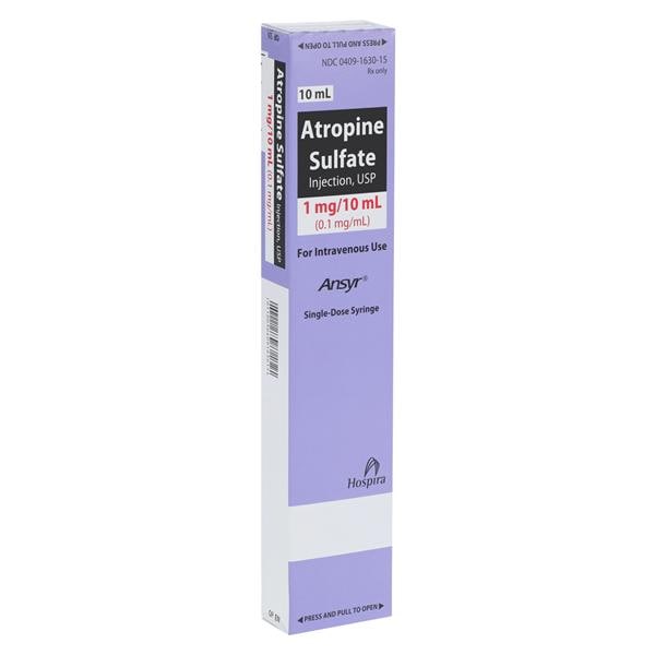 Ansyr Atropine Sulfate Injection, Plastic Syringe, 0.1 mg/ ml, 10 ml Vial, 10/bx (Rx) (Item is Non-Returnable) (We must have your Wholesale Drug License on File before shipping this product) (US Only, Excluding IN and ND)