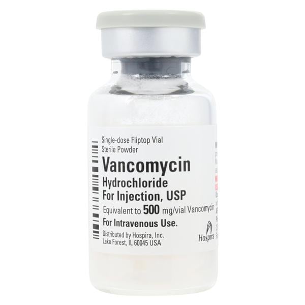 Vancomycin Hydrochloride for Injection, USP, 500 mg Vial, Single Dose, Glass Fliptop Vial, 10/bx (Rx) (Item is Non-Returnable) (We must have your Wholesale Drug License on File before shipping this product) (US Only, Excluding IN and ND)