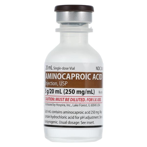 Aminocaproic Acid, Preservative Free, 250 mg/ ml Injection, Single Dose, 20 ml Vial, 25/bx