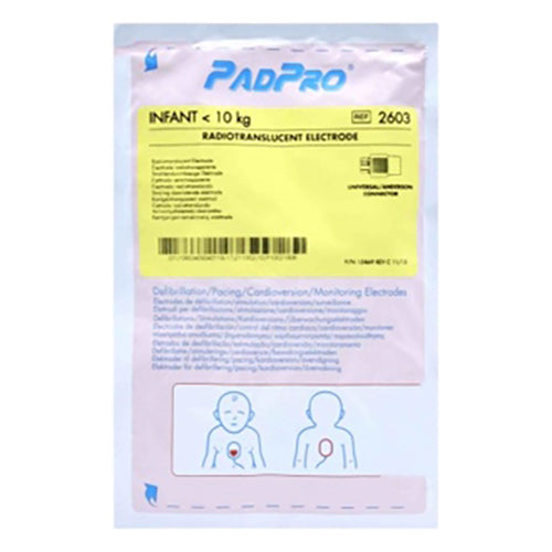 PadPro Defib Electrode, Pediatric, Radiotranslucent Pads with Anderson Connector, 1 pr/pch, 10 pch/cs