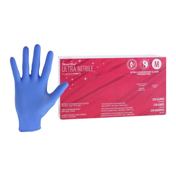 Exam Glove, Medium, Powder Free (PF), Beaded Cuff, 250/bx, 10 bx/cs (60 cs/plt)