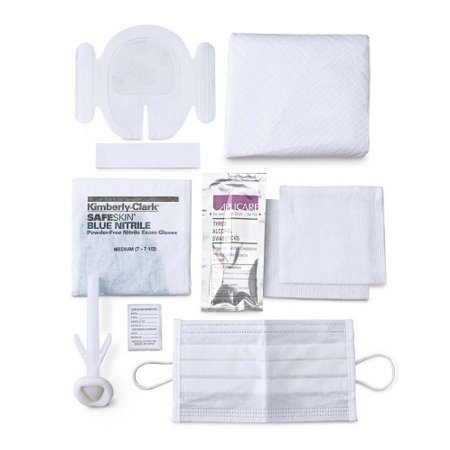 Central Line Kit Includes: Alcohol Triple Swabstick, Chloraprep Antiseptic Tegaderm 1626 Dressing w/tape, 4x4 4-ply, Gauze Sponge, Nitrile Exam Gloves, Dressing Change Label, Mask with Ear Loops, 1x4" Transpore Tape, 17"x19" Wrap, White, 20/cs (Item is considered HAZMAT and cannot ship via Air or to AK, GU, HI, MP, PR, VI)
