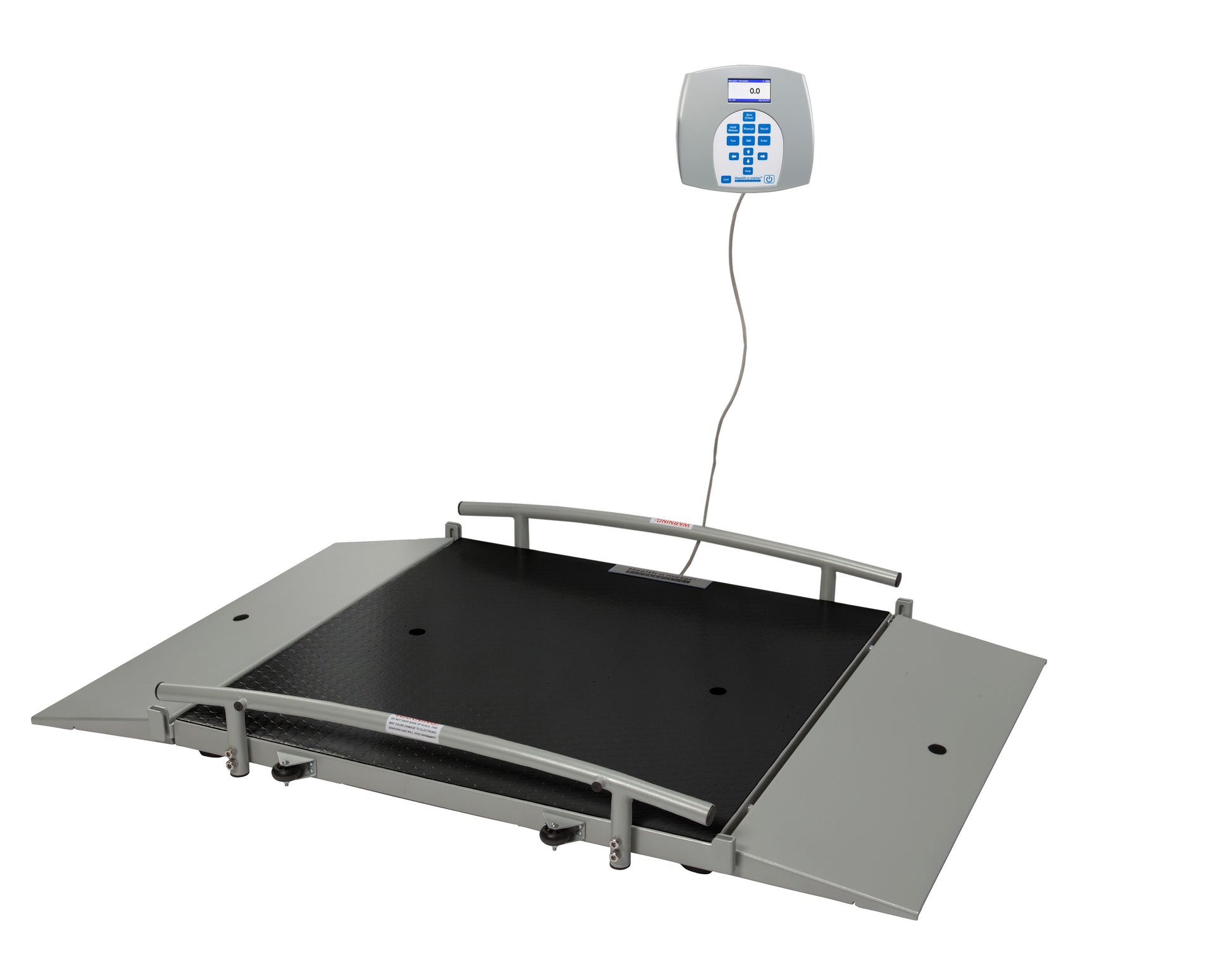 Digital Wheelchair Dual Ramp Scale with Pelstar Wireless Technology, Capacity: 1000 lbs/454 kg, Platform Dimension 31_" x 31_", Ramp Size 10"W x 31_"D, (2) Wheels, 120V Adapter (included) or (6) AA Batteries (not included), _" LCD Remote Display (DROP SHIP ONLY)