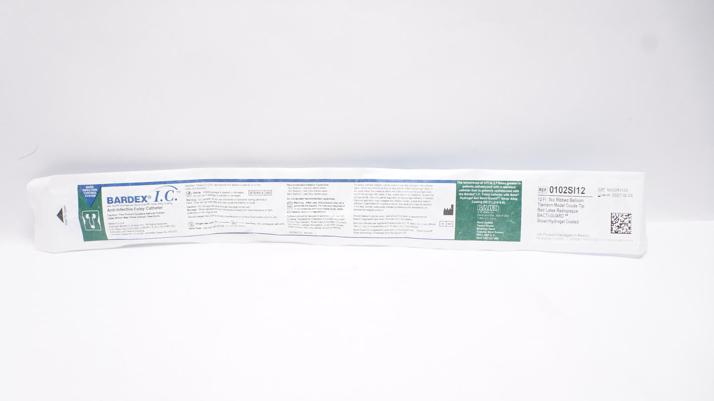 Foley Catheter, 2-Way, Specialty, Tiemann Model, Medium Olive Coude Tip, Single Eye, Red Latex, 12FR, 5cc, 12/cs (US Only)