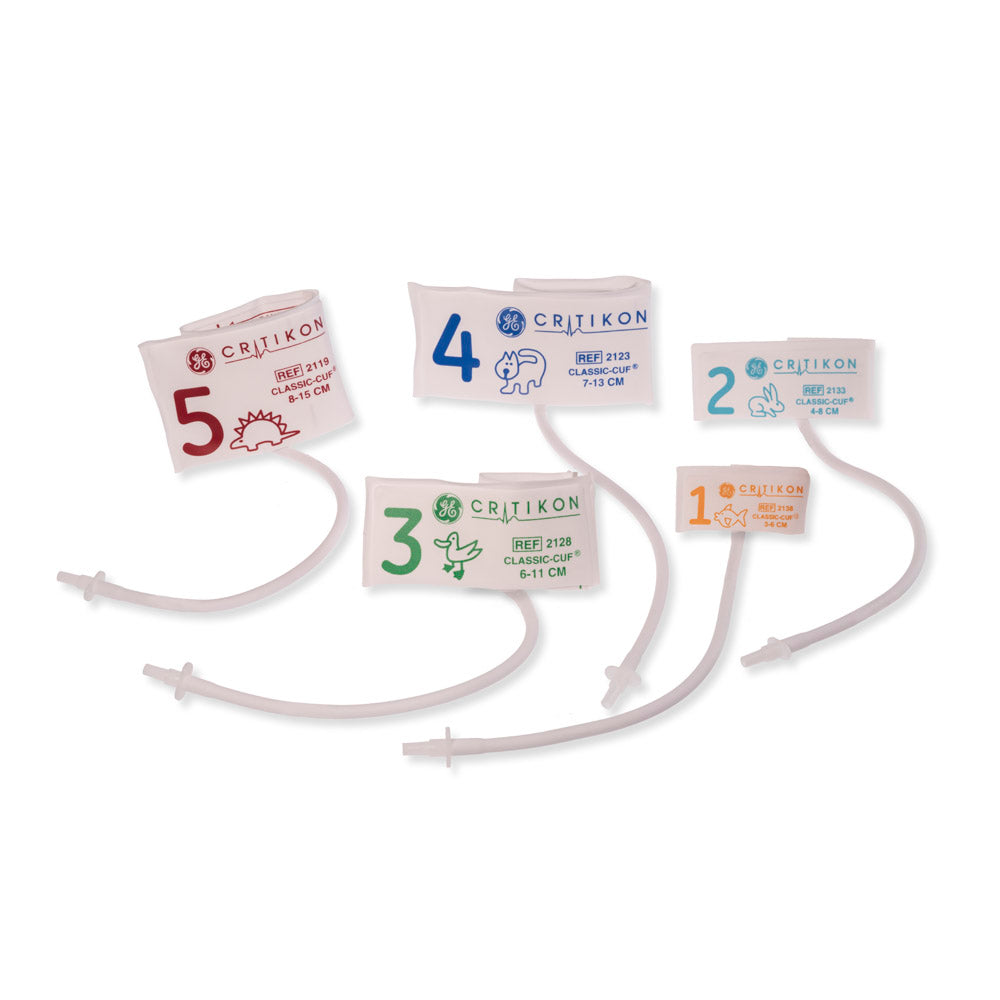 Cuff, Neonatal Assortment, 1-Tube, Male Slip, White, Various Limb Circum, (2) Neonatal #1, (3) Neonatal #2, (5) Neonatal #3, (5) Neonatal #4, (5) Neonatal #5 (Continental US Only)
