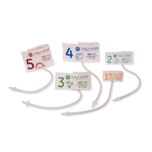 Cuff, Neonatal Assortment, 1-Tube, Male Slip, White, Various Limb Circum, (2) Neonatal #1, (3) Neonatal #2, (5) Neonatal #3, (5) Neonatal #4, (5) Neonatal #5 (Continental US Only)