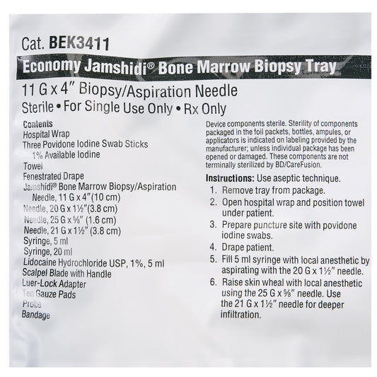 Economy Tray w/ Original Jamshidi Needle, 11G x 4", 10/cs (Rx) (Temp Sensitive; Non-Returnable) (Continental US Only) (Drop Ship Requires Pre-Approval)