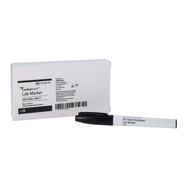 Securline Water Alcohol Resistant Lab Marker, Black, 10/pk