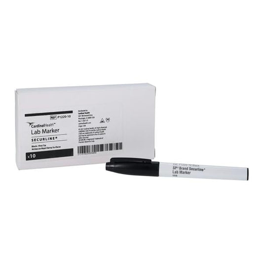 Securline Water Alcohol Resistant Lab Marker, Black, 10/pk