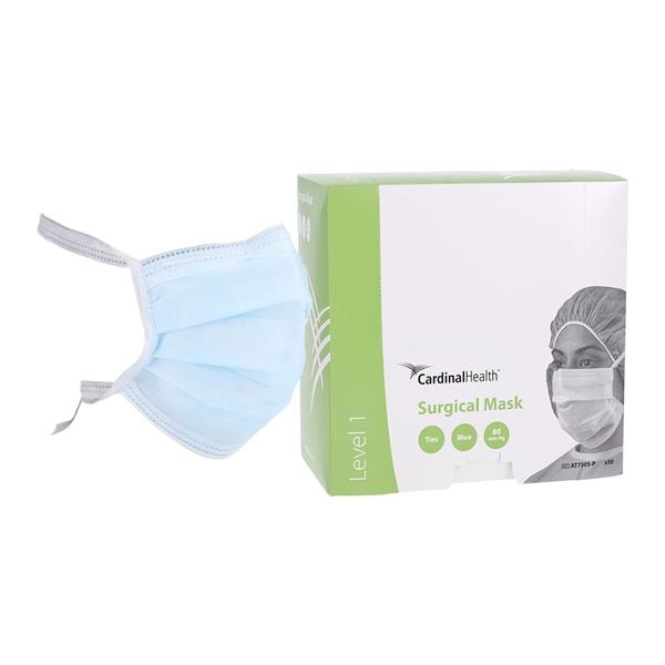 Surgical Mask, 3-Layer Spunbond Polypropolene/Filtered Media/Spunbond Polypropolene, Pleated, Tie-On, Blue, 50/bx, 6 bx/cs (30 cs/plt) (Continental US Only) (On Vendor Allocation - Availibility May Be Limited)