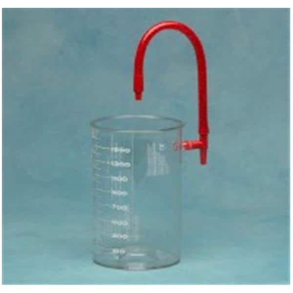 Medi-Vac Flexible Polycarbonate Suction Canister with Tee Connection, 1000 cc, 1/cs (Made to Order; Manufacturer Est. 4Wk Leadtime) (Continental US Only)