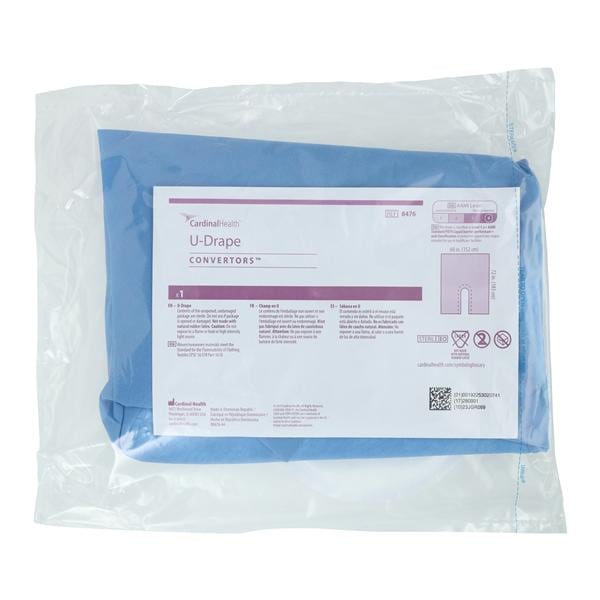 Poly U-Drape,Blue, 6" x 21" Split with Adhesive, 60" x 72", Sterile, 24/cs (Continental US Only)